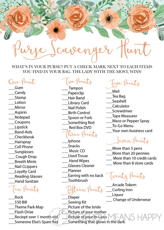 Hen Party Scavenger Hunt Printable | Black and White Theme