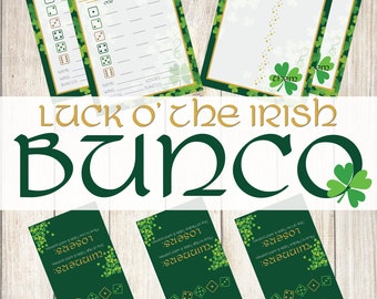 Saint Patricks Day Printable Bunco, St. Patricks Bunco Cards, Bunco Tally Sheets, Bunco Table Cards, St Patty's Day, Irish Bunco, Bunco