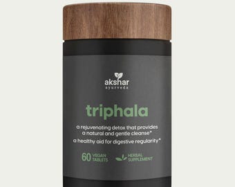 Triphala Tablets: Rejuvenating Detox, Digestive Aid, Herbal Supplement (60 Vegan)