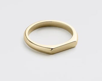 Minimalist Geometric Gold Band Ring, Modern Stackable Everyday Jewelry