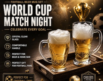 Fußball-Bierbecher-Set, Fußballglas-Bierstein, Spielnacht-Trinkgeschirr, Sportfan-Geschenk, Hausbar-Gläser, Bier-Liebhaber-Geschenk