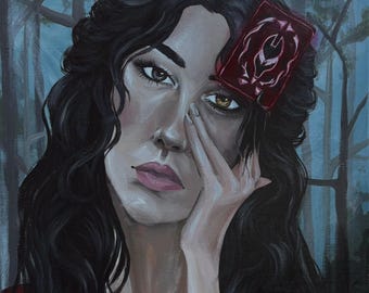 Elspeth spindle and The Nightmare print - original artwork- hand painted- acrylic- impressionistic- one dark window- fan art- unsettlingly