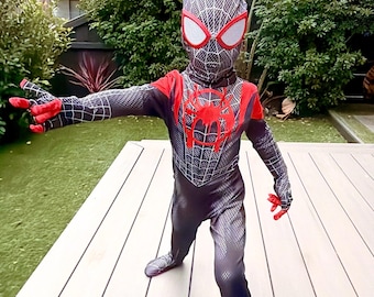 Spider Hero-bodysuit voor kinderen, roodblauw cosplaykostuum met afneembaar masker, nauwsluitend kostuum voor Halloween