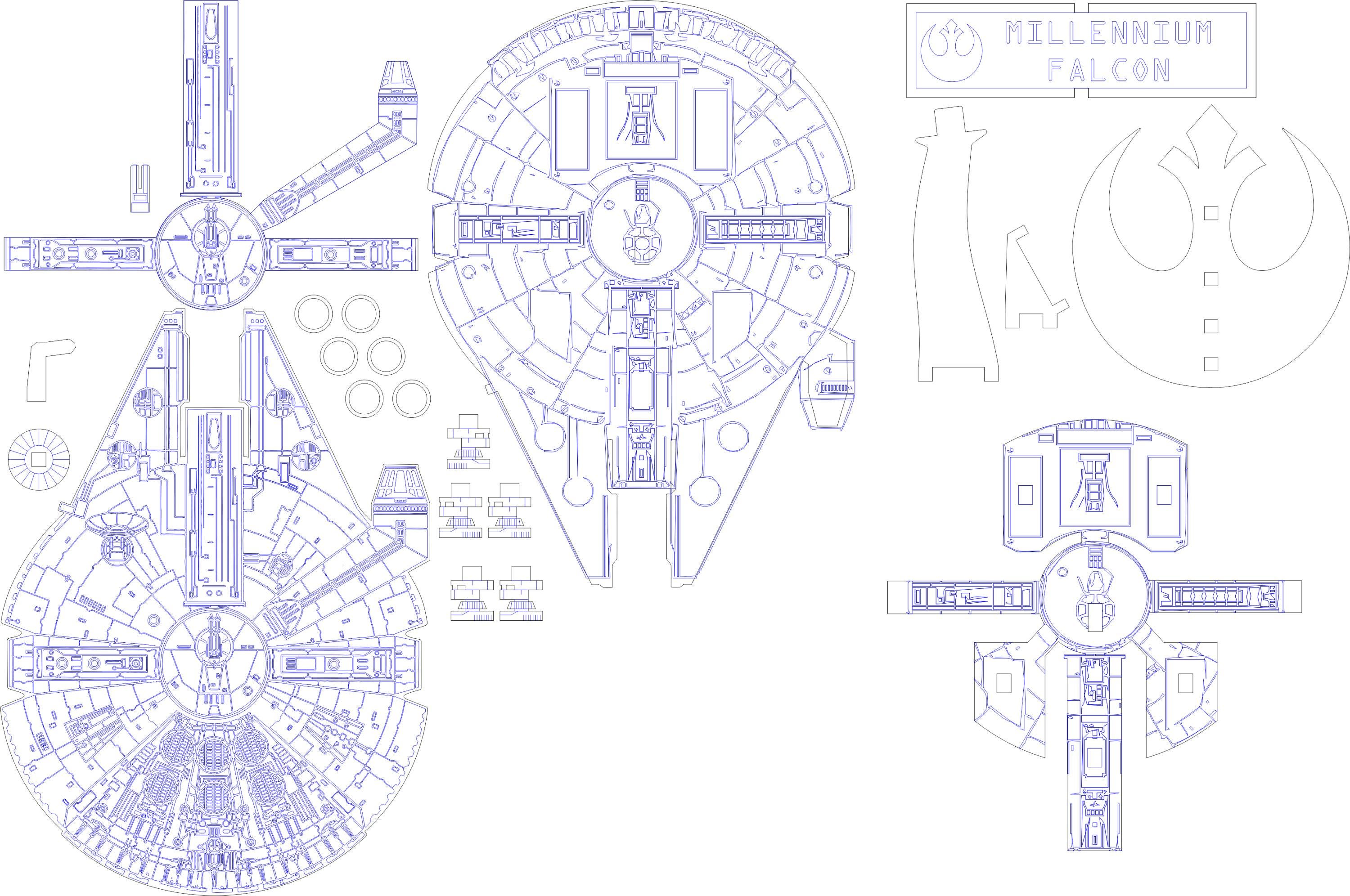 Star Wars Small Millennium Falcon Laser Cut Template - Ai, Cdr, Dxf ...
