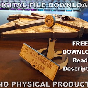 スターウォーズ 小型ミレニアムファルコン レーザーカット テンプレート - ai、cdr、dxf、pdf