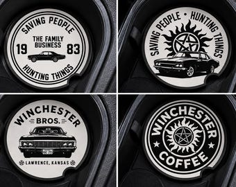 Supernatural Inspired Car Coasters | Gothic Horror Car Decor | Dark Fantasy Fan Gift