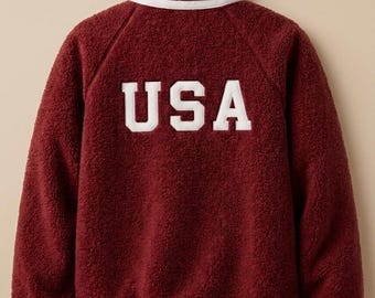 Shane Hollander Sherpa Fleece Jacket USA Maple Leaf Jacket Heated Rivalry Costume Outerwear