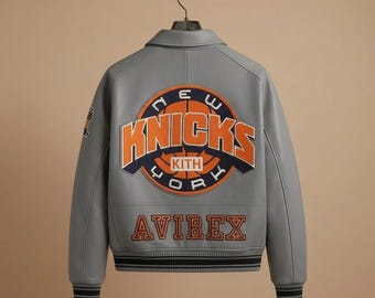 Avirex New York Cowhide Leather Bomber Jacket Vintage Streetwear Limited Edition Men's Coat
