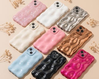 Simple Color Meteorite Wave Phone Case for iPhone 3D Anti Drop Silicone Cover