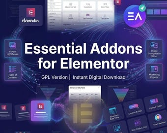Grundlegende Addons für das Elementor GPL Plugin | WordPress Website Baukasten Addons | Digitaler Download