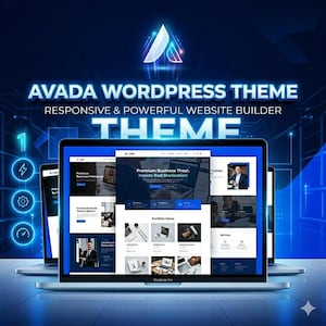 Puede incluir: Una pantalla digital del tema de WordPress Avada, un constructor de sitios web receptivo y potente. La pantalla muestra un dise&ntilde;o de varias columnas con plantillas de sitios web comerciales, elementos de portafolio y secciones de servicios.