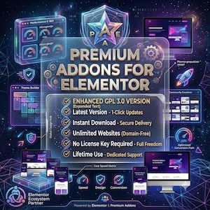 Elementor Addons | GPL, Unlimited Websites (Digital Download)