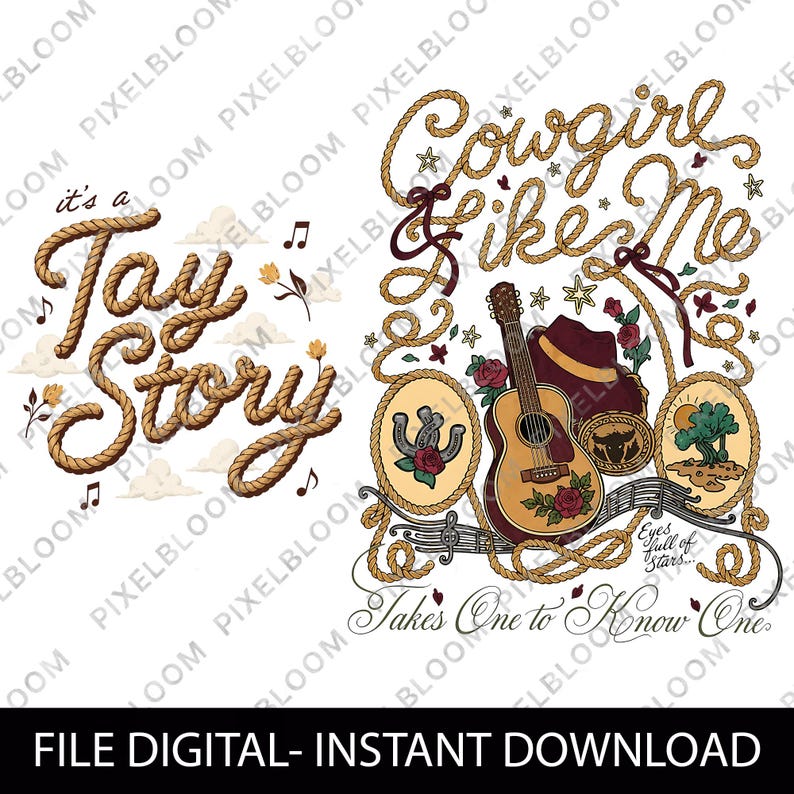 Retro Toy Story 5 PNG 2 sides 2, I Knew It I Knew You Western Cowgirl Boots Friendship Bracelet Shirt Design Graphic Download File image 1