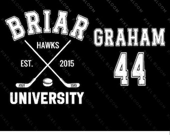 Imagen PNG fuera del campus, camiseta de hockey de la Universidad Briar Graham Hawks PNG, descarga digital de equipo de hockey vintage