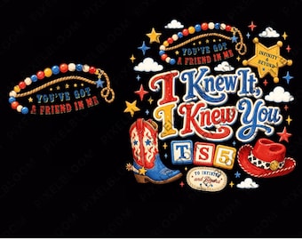Diseño gráfico de Toy Story 5 retro PNG de 2 caras, Botas vaqueras occidentales con pulsera de la amistad, descarga de archivo