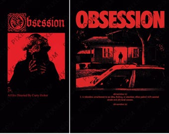 Obsesión Horror 2 caras PNG, Diseño de camiseta inspirado en la película 2026, Archivo de sublimación de thriller gótico Descarga digital