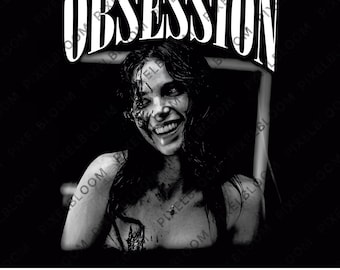 Obsesión Horror 1 lado PNG, diseño de camiseta inspirado en la película 2026, archivo de sublimación de thriller gótico, descarga digital