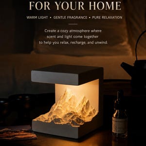 Mountain Landscape Candle Warmer Lamp, Zen Night Light, Essential Oil Diffuser