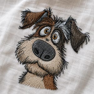 Funny Dog Face Machine Embroidery Design, Curious Puppy Embroidery File, Cartoon Dog Portrait Pattern
