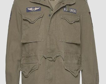 Vintage Polo Ralph Lauren M-65 Field Jackets, Olive Green Military Style Coat
