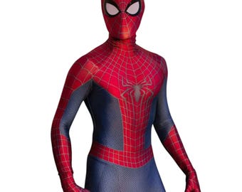 Red Spider Suit Cosplay | Andrew Garfield ASM2 Inspired Costume | Men's Hero Bodysuit Outfit | Adult Halloween | 3D Web Pattern
