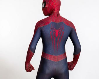Red Spider Cosplay Suit | Andrew Garfield ASM2 Inspired Bodysuit | 3D Web Pattern Halloween Outfit