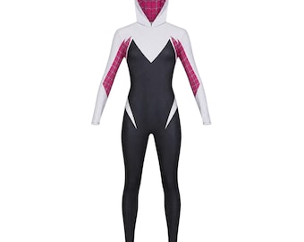 Women’s White Spider Costume Bodysuit | Hooded Hero-Inspired Cosplay Zentai | Cosplay Full Body Suit Outfit