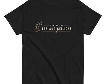 Powered by TEA AND CEILIDHS - Unisex classic tee- full chest logo dark