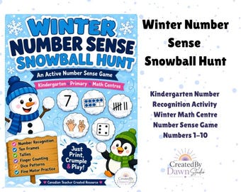 Winter Number Sense Snowball Hunt