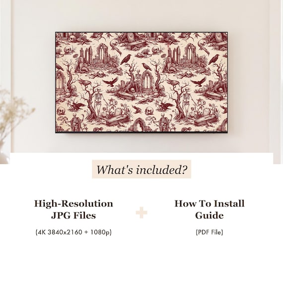 Macabre Toile Pattern Samsung Frame TV Art — view 4
