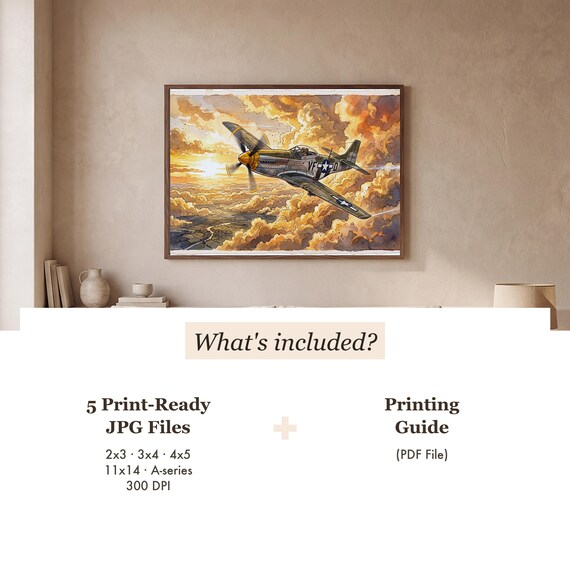 P-51 Mustang Watercolor Print — view 3