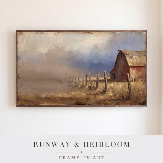 Red Barn in Snow Samsung Frame TV Art — view 5