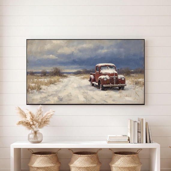 Truck Under Snow Samsung Frame TV Art — view 6