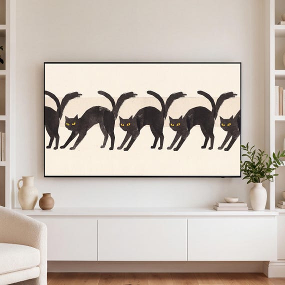 Arched Black Cat Samsung Frame TV Art — view 3