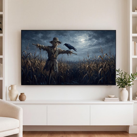 Crow on Scarecrow Samsung Frame TV Art — view 3