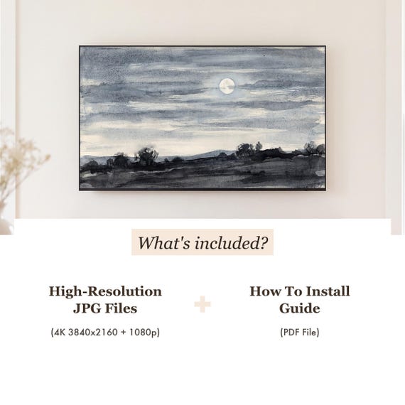 Moon and Streaked Cloud Samsung Frame TV Art — view 4
