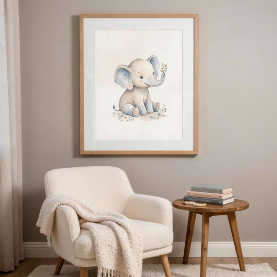 Baby Elephant Nursery Wall Art — view 3