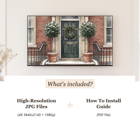 Black Door Wreath Samsung Frame TV Art — view 4