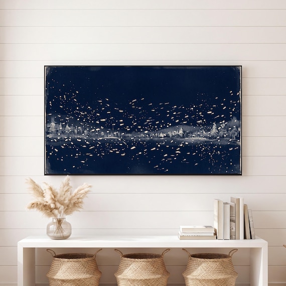 Snow on Navy Samsung Frame TV Art — view 6