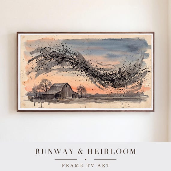 Murmuration Over Barn Samsung Frame TV Art — view 5