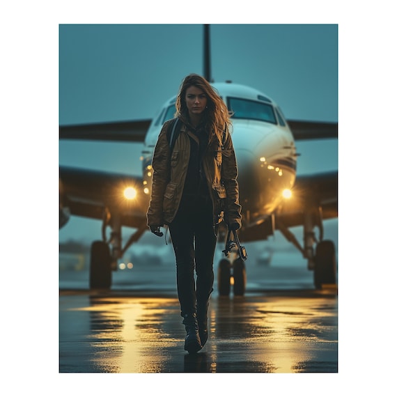Female Pilot Print — aviation wall art print