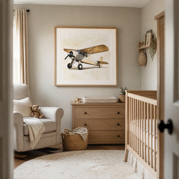 Vintage Airplane Nursery Wall Art — view 6