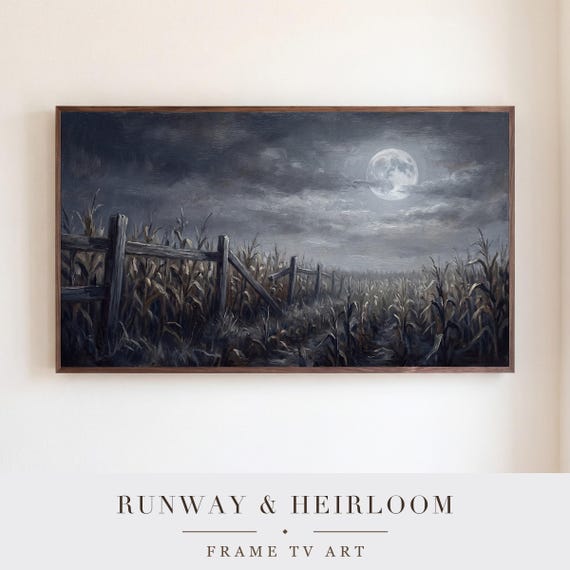 Cornfield Fence at Night Samsung Frame TV Art — view 5