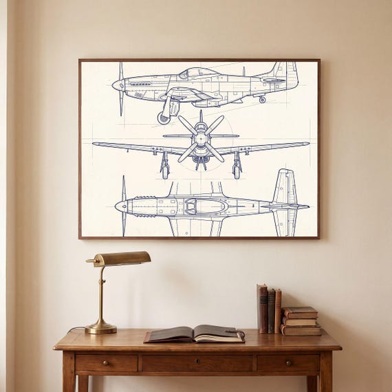 P-51 Mustang Blueprint Print — view 5