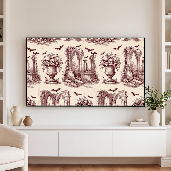 Gothic Toile Bats Samsung Frame TV Art — view 3