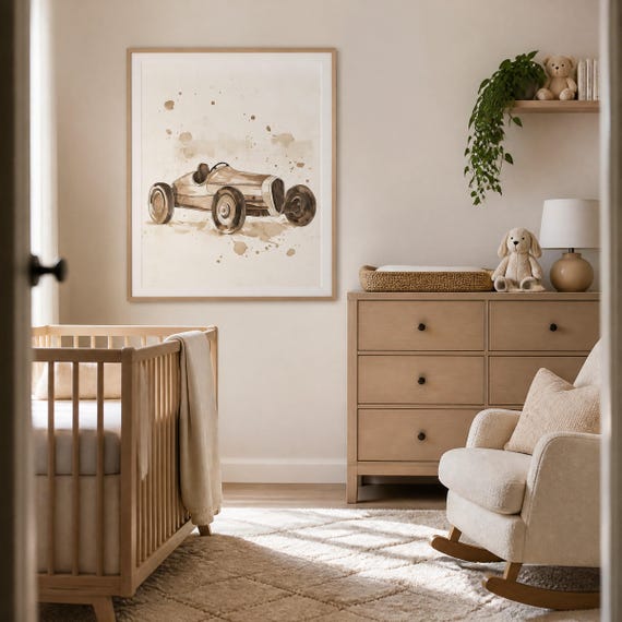 Vintage Race Car Nursery Wall Art — view 6