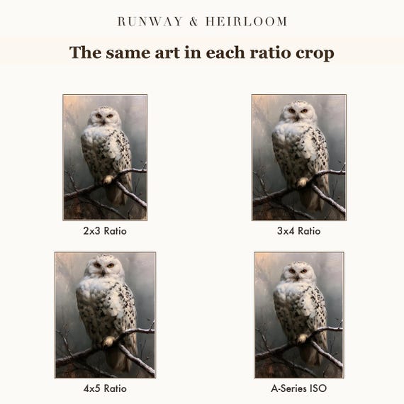 Snowy Owl on a Branch Antique Oil Painting — view 6