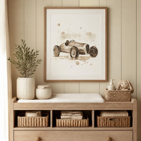 Vintage Race Car Nursery Wall Art — view 2