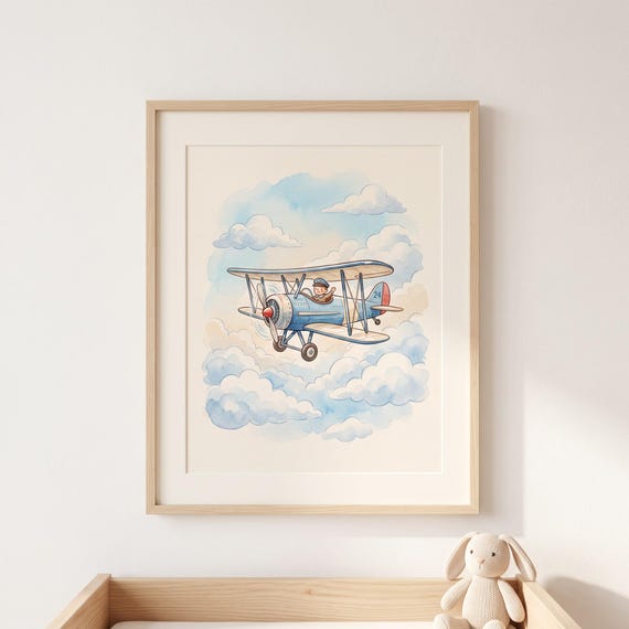 Vintage Airplane Nursery Wall Art Printable — view 3