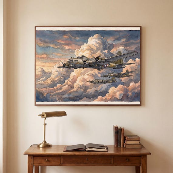 B-17 Flying Fortress Watercolor Print — view 5